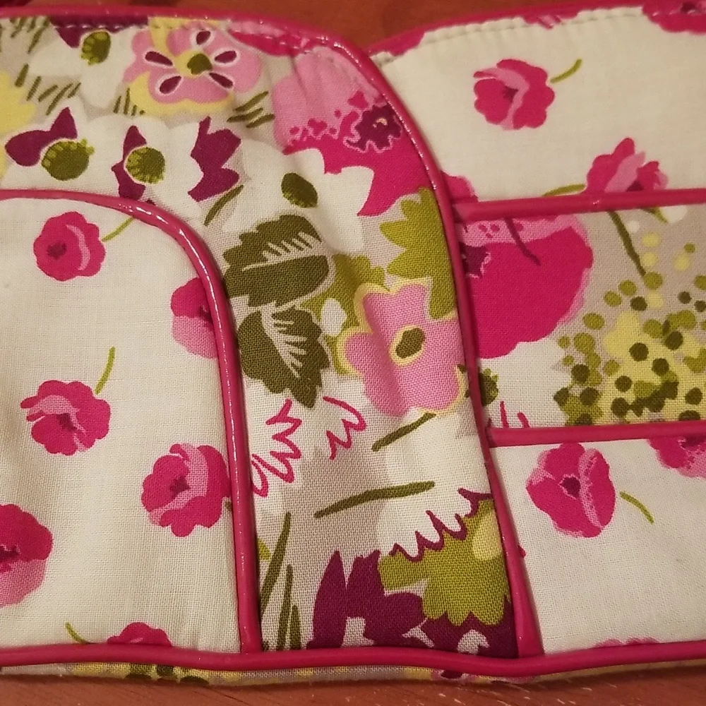 Vera Bradley Pink Flower Print Long Wristlet Clutch Pouch